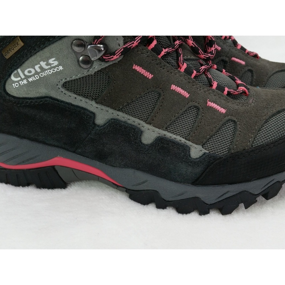 Women's CLORTS HKM-823E All Terrain Gray Pink Suede Hiking Trail Boots Shoes 7.5 - Picture 3 of 13
